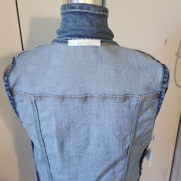 JEAN VEST SZ M KISS PINK - Picture 5 of 8